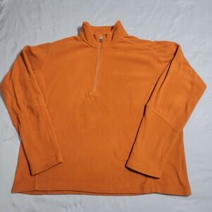 Lands End Men's Orange Fleece Polartec Aircore 100 Sweater Size XL